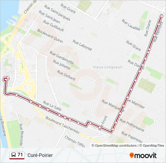 Plan de la ligne 71 de bus