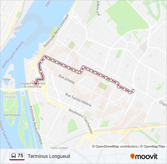 Plan de la ligne 75 de bus