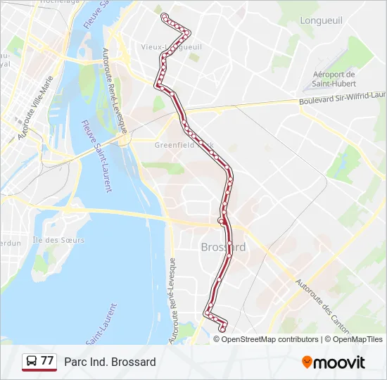 Plan de la ligne 77 de bus