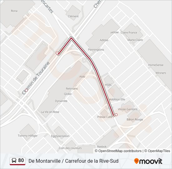 80 Bus Line Map