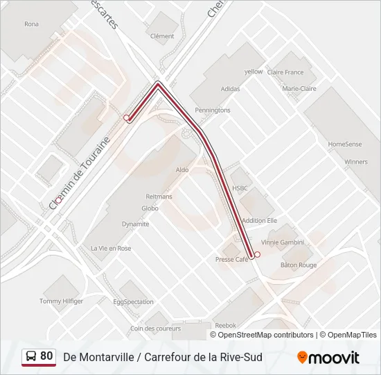 80 Bus Line Map