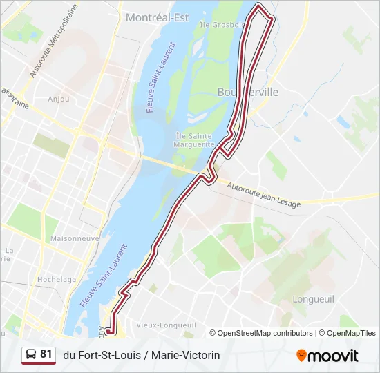 Plan de la ligne 81 de bus
