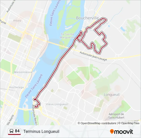 Plan de la ligne 84 de bus