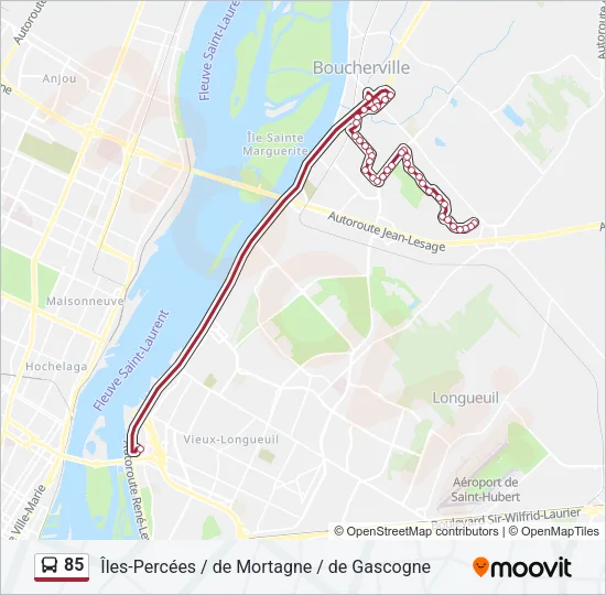 Plan de la ligne 85 de bus