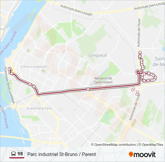 Plan de la ligne 98 de bus