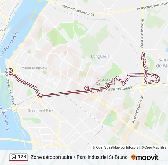 128 Bus Line Map