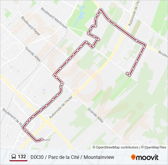 Plan de la ligne 132 de bus