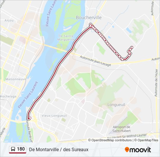 180 bus Line Map