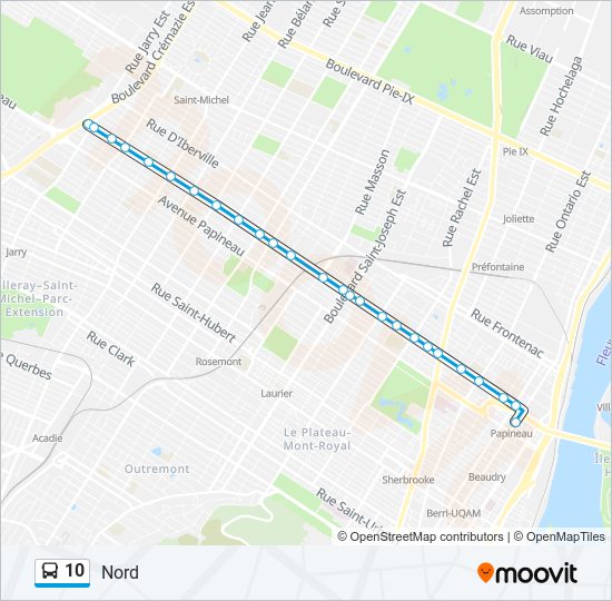 Plan de la ligne 10 de bus