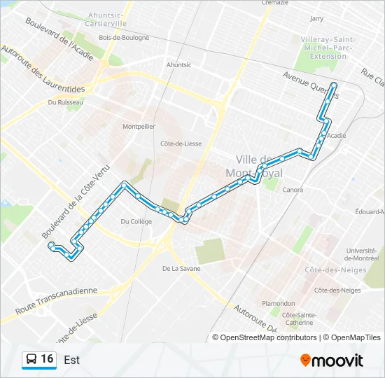 16 Bus Line Map