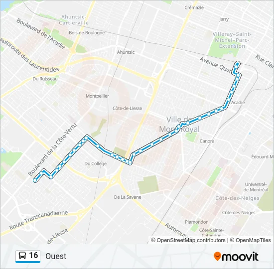 16 Bus Line Map