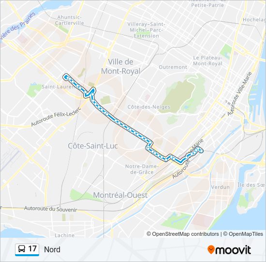 Plan de la ligne 17 de bus