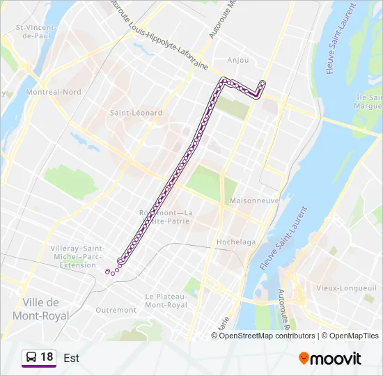 18 Bus Line Map
