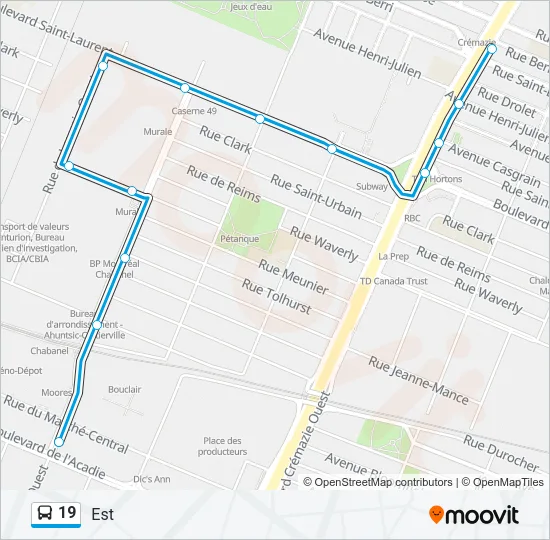 19 Bus Line Map