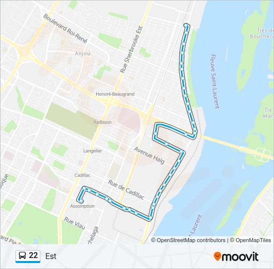 22 bus Line Map