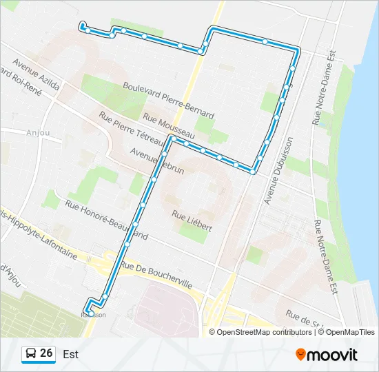 Plan de la ligne 26 de bus