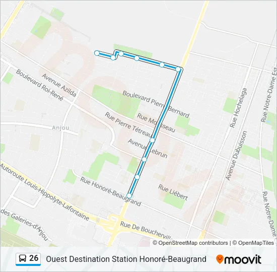 Plan de la ligne 26 de bus