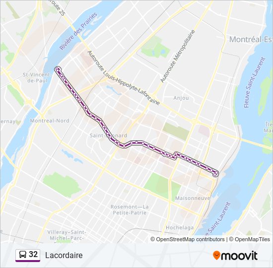 Plan de la ligne 32 de bus