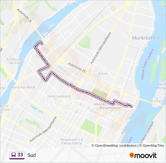 33 Route: Schedules, Stops & Maps - Sud (Updated)