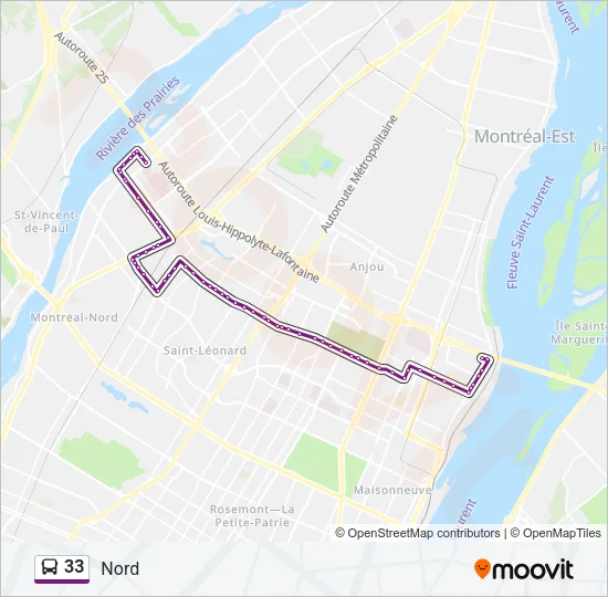 33 Bus Line Map