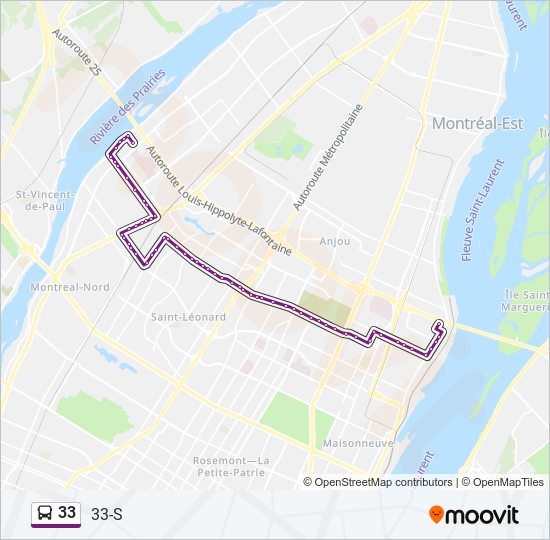 Plan de la ligne 33 de bus