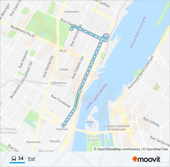 34 bus Line Map