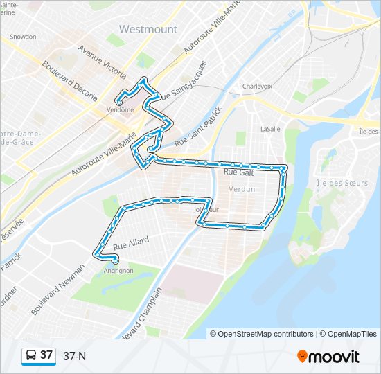 37 bus Line Map