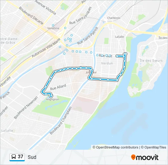 Plan de la ligne 37 de bus