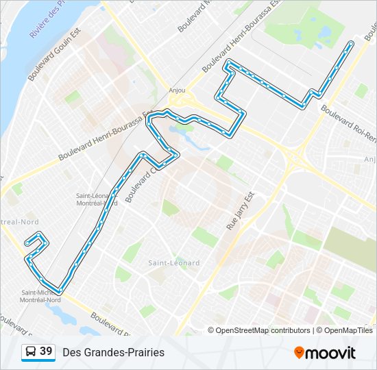 Plan de la ligne 39 de bus