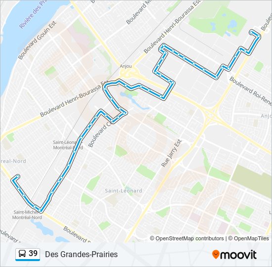 Plan de la ligne 39 de bus