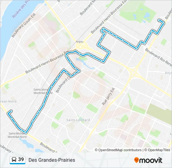Plan de la ligne 39 de bus
