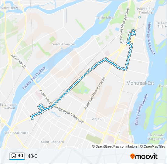 Plan de la ligne 40 de bus