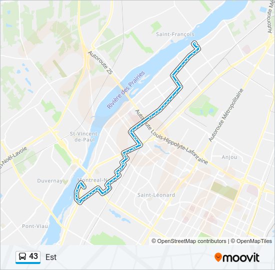 Plan de la ligne 43 de bus