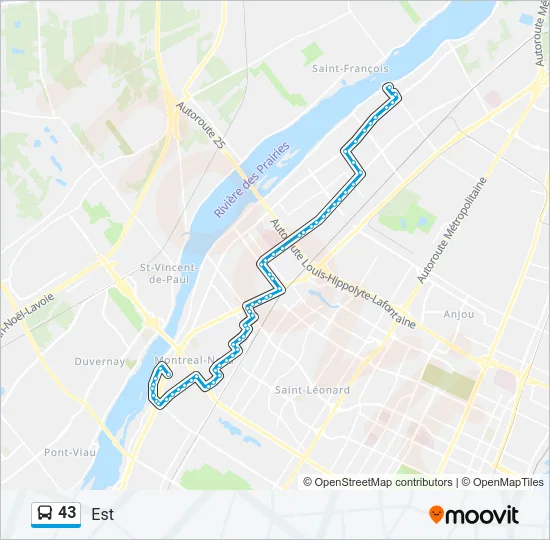 43 Bus Line Map