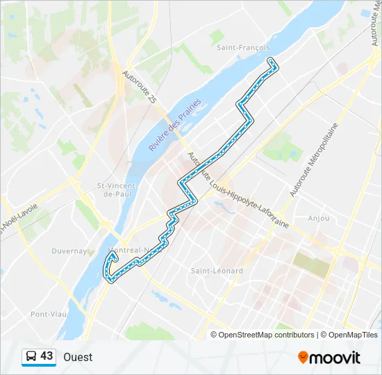 43 Bus Line Map
