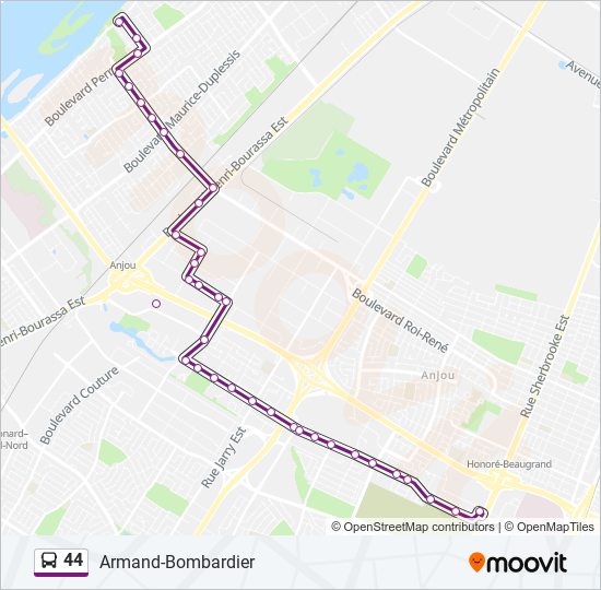 44 bus Line Map