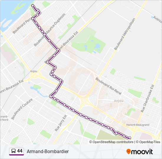 Plan de la ligne 44 de bus