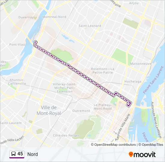 45 Bus Line Map