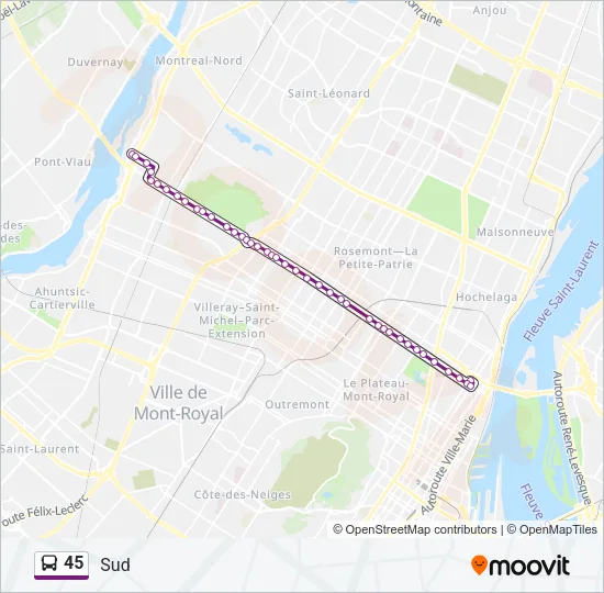 Plan de la ligne 45 de bus