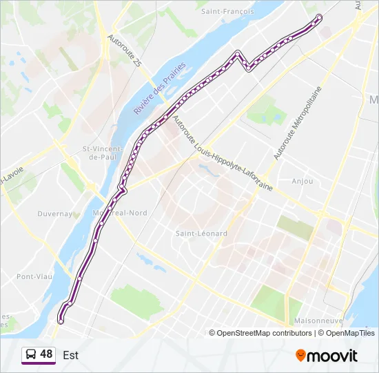 Plan de la ligne 48 de bus