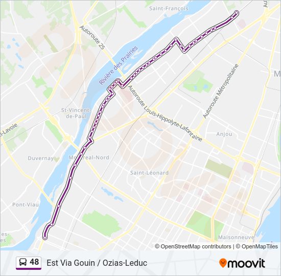 Plan de la ligne 48 de bus