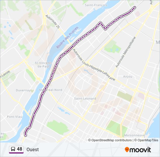 Plan de la ligne 48 de bus