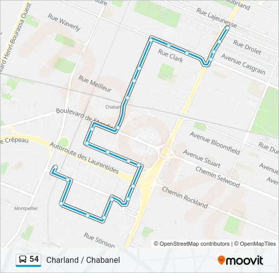 54 Bus Line Map