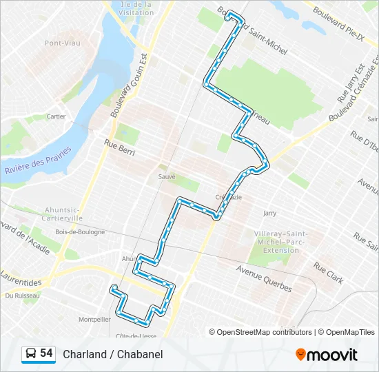 54 Bus Line Map