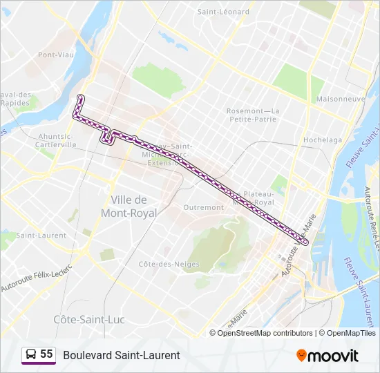 55 Bus Line Map