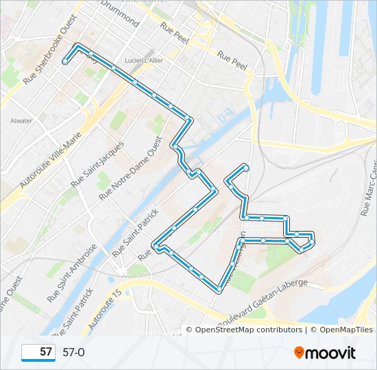 Plan de la ligne 57 de bus