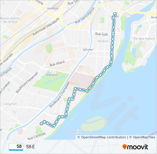 58 bus Line Map