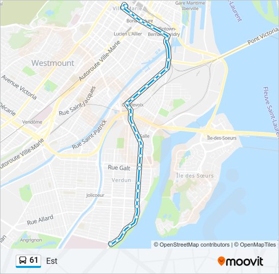 Plan de la ligne 61 de bus