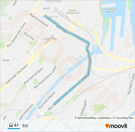 Plan de la ligne 61 de bus