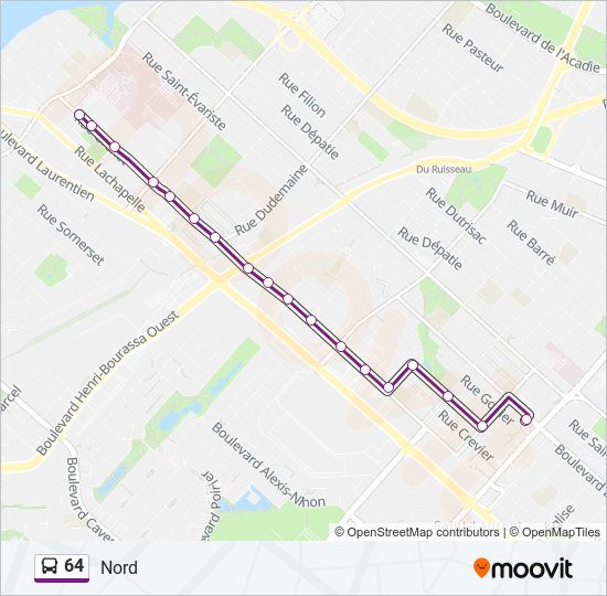 Plan de la ligne 64 de bus